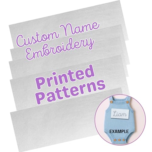 Custom Name Embroidery Stabilizer Patterns, Peel and Stick Printed Guides for Personalized Baby and Adult Clothing, Wash Away Fabric Stitch Templates (Size Large)