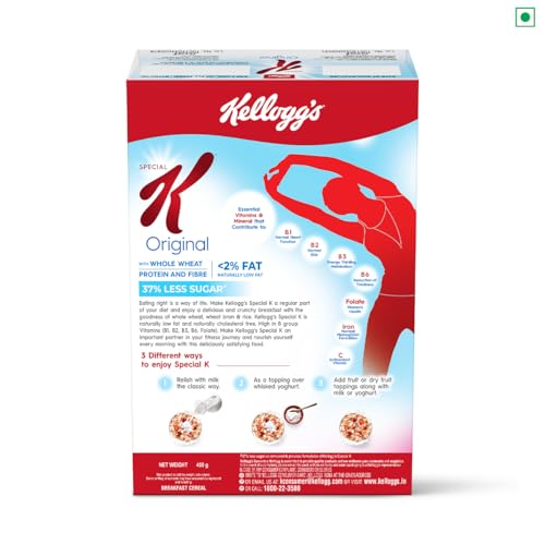 Image of Kellogg's Original Special K | Only 2% Fat | Sub 300 Calorie Breakfast Cereals | Whole Wheat Flakes | Source of Protein & Fibre | 435 /455g (Pack of 3)