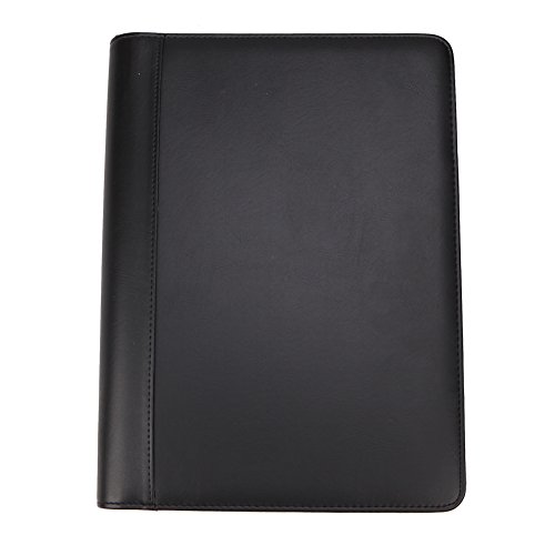 Freeprint Zippered Portfolio Binder 3 Ring With Writing Pad Legal Size Letter - Pu Leather Professional Padfolio Folder For Interview Business, Black #TOP6