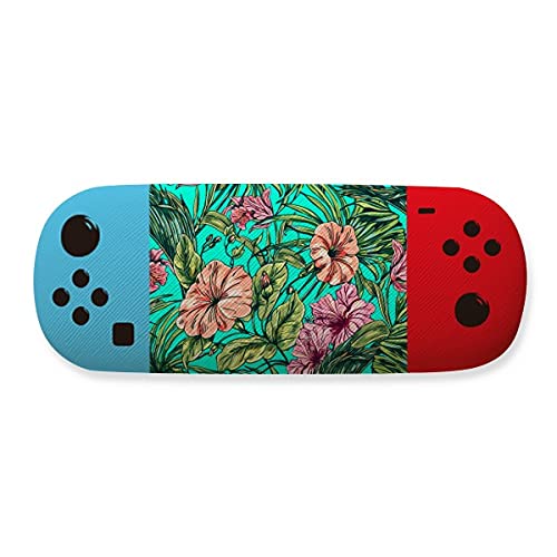 Étui de rangement pour lunettes chic au motif de fleurs vertes en voyage