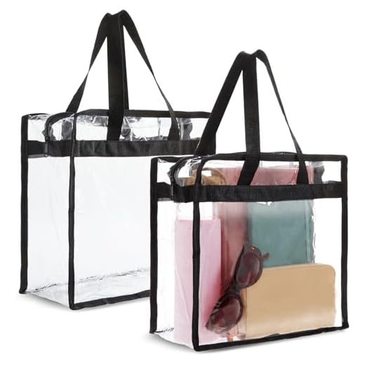 Juvale 2 Pack Clear Stadium Approved Tote Bags, 12x6x12 Large Transparent Totes with Zippers, Handles for Concerts, Sporting Events, Music Festivals, Work, School, Gym