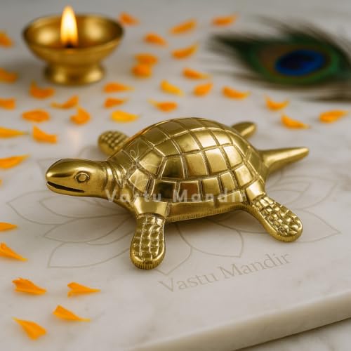 Image of Big Brass Turtle Idol, Vastu Remedy for Luck & Protection (330 g)