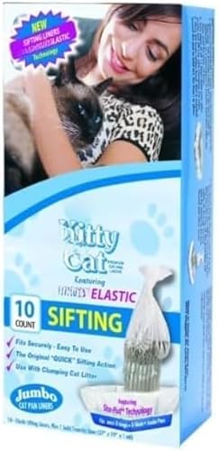 Elastic CatP-an Liners, Disposable Litter Box Liners with StaP-ut Elastic, Easy Clean Design, Fits Large & Jumbo Boxes (37x18x1), 10 Count