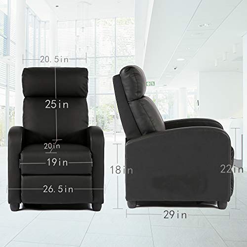 Sillón reclinable moderno cuero PU negro miniatura 3