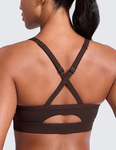 Image of CRZ YOGA Butterlift Cross Back Sports Bras | Medium Support, Removable Pads, Yoga, Buttery Soft, Scoop Neck, Cut-Out, Adjustable Thin Straps, for Women