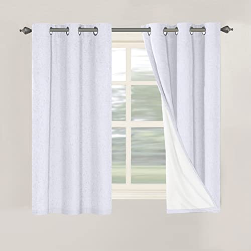 Image of H.VERSAILTEX Primitive Linen Curtains 100% Blackout Curtain Drapes Burlap Curtains with White Thermal Insulated Liner, Grommet Top Drapes Living Room /Bedroom (2 Panels, 42 x 54 Inch, Bright White)