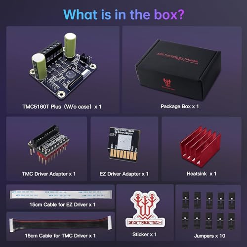 BIGTREETECH TMC5160T Plus V1.0 Schrittmotortreiber 8 V-60 V StepStick SPI Leiser Hochgeschwindigkeitsdruck für Marlin/Klipper/RRF Firmware Manta M8P V2.0/V1.0, Octopus Pro Steuerplatine (ohne Gehäuse)