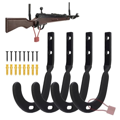 LOIUO 4-Piece Gun Rack Hooks for Gun Safe Shelf Accessory with Cable Lock Hole, Pistol Organizer for Storage & Display