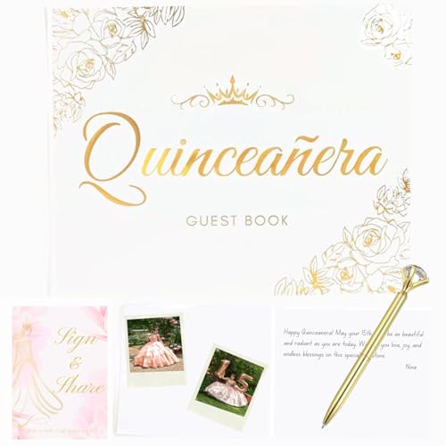 PINKEESEA Quinceañera Guest Book Set