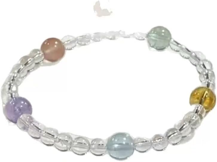 新品 クリスタルブレスレット, マルチカラー天然石, クリアビーズ付き