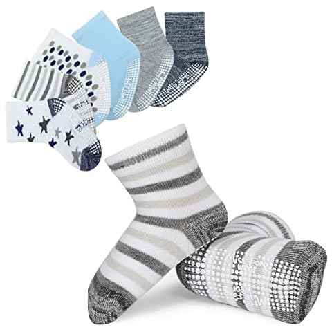 Baby Socks With Non Slip Grip For 0-6, 6-12, 12-36 months Infant Newborn Toddler Socks For Boys and Girls by Miss Fong Cover