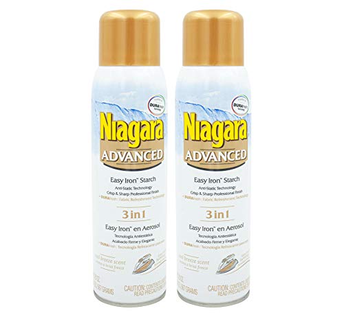 Niagara Starch Spray Advanced Formula w/Cool Breeze Scent - Liquid Starch Iron Spray, 3-in-1 Anti Static Spray for Easy Iron Glide & Less Ironing Time - 2 Pack Ironing Spray, 20 oz.