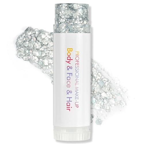 AOOWU Purpurina rosto de gel, 15 g purpurina de gel para facial e cabelo, barra de maquilhagem com brilho, Chunky Glitter corporal para Halloween carnaval festival máscara de aniversário (1 peça