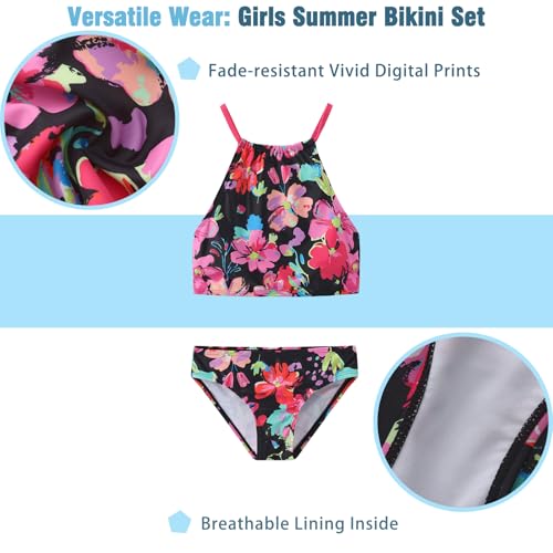 Image of Girls 3 Piece Swimsuits for Teen Girls Bikini Set with Skirt Hawaiian Bathing Suits Beach Swimwear 3-16 Years