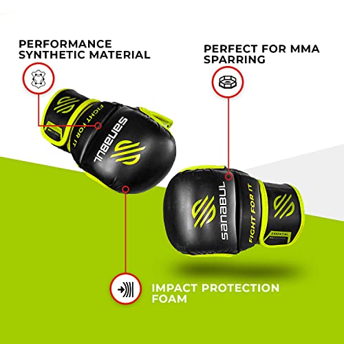 New Item Sanabul Essential 7 Oz Mma Hybrid Sparring Glove (Black/Green, Small/Medium) #TOP3