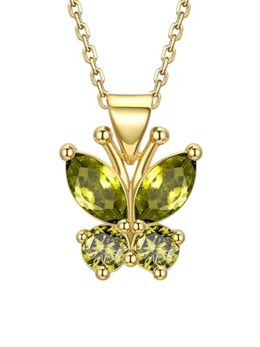 Bestyle Gold Butterfly Necklaces for Women August Birthstone Peridot Necklaces Butterflies Jewelry Gift for Women on Birthday Christmas Mothers Day Valentines Day