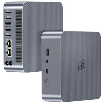 Beelink Mini PC EQi12, Intel Core i5 12450H (8C/12T, até 4,4GHz), 24GB LPDDR5 5200MHz 500GB PCle4.0 SSD, Mini Computador Dual HDMI Display 4K, Dual Gigabit LAN, WiFi6/BT5.2/AI Micro PC