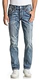 Gefälschte Klappe Rock Revival - - Kort Alternative Straight Jeans für Herren, 36, Denim