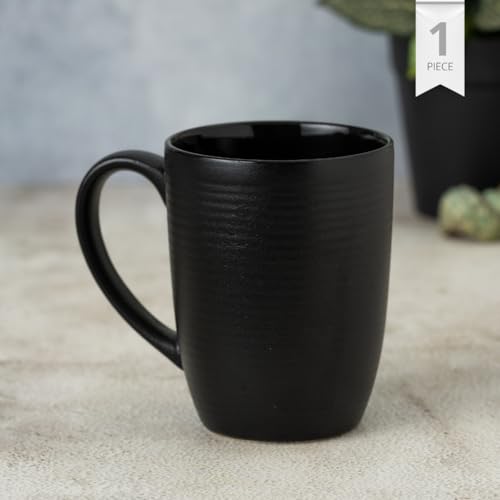 Image of Clay Craft Fine Ceramic Horizon Microwave Safe Coffee & Milk Mug, 360Ml, 1 Piece, Black, Mug for Coffee, Ideal for Gifting, Perfect for Home & Office
