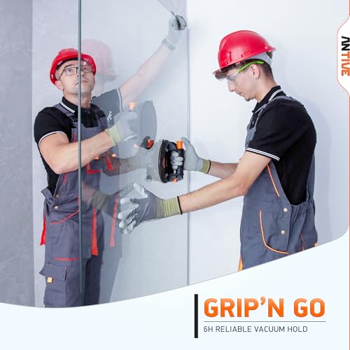Image of Glass Suction Cup Lifter 265 lbs Each / 530 lbs Combined - 2 Pack 8 inch Heavy Duty Vacuum Suction Cups with Pressure Gauge | Manual Glass & Tile Lifting Tool for Installation