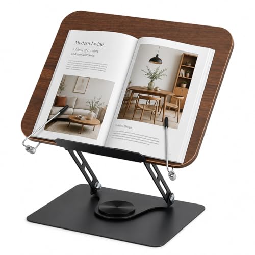 Soporte de madera ajustable con clips de página para mantener las manos libres mientras cocinas o lees