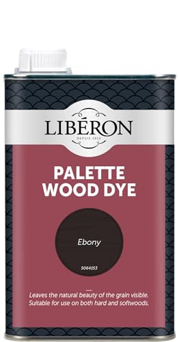 Libéron Palette Wood Dye – Water-Based Formula - Leaves Grain Visible - Hardwood & Softwood Furniture, Floors & Doors - Intermixable Colours - Ebony - 500ml