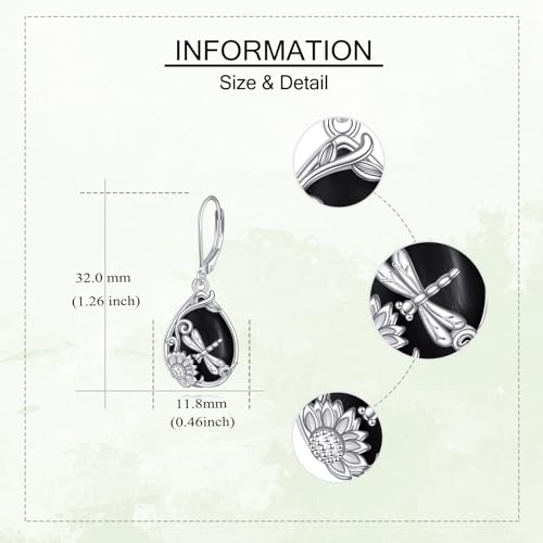 Dragonfly/Filigree Boho Black Onyx Earrings 925 Sterling Silver Black Onyx Dangle Drop Earrings Jewelry Gift for Women3