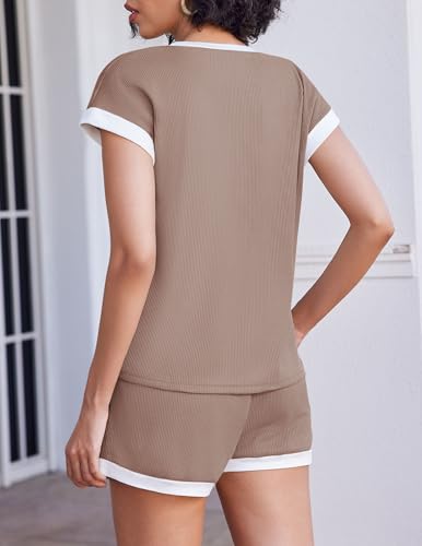 Image of Ekouaer Two Piece Sets for Women Summer Striped Lounge Set Vacation Outfit