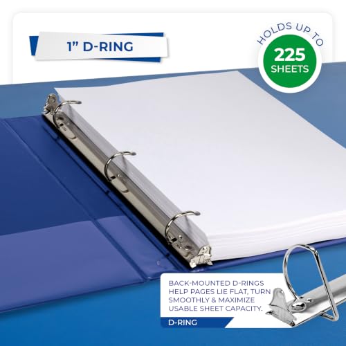 Image of Samsill Durable 1 inch 3 Ring Binder, D Ring Binder, 100% Recycled Chipboard, Blue, 12 Pack