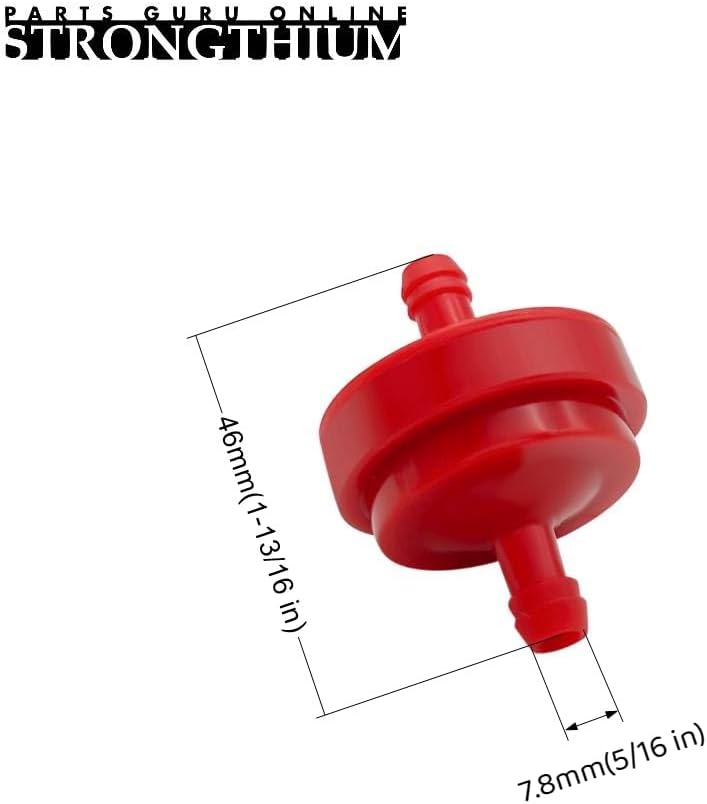 Strongthium Lawn Mower 1/4 Inch ID Inline Gas Fuel Filter 298090S Replacement for Briggs Stratton 298090 394358 1501729MA 4105 7024751YP 951-3013 x3 with Fuel Clamps x6