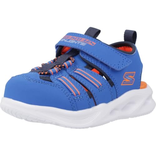 Skechers Jungen Sola Glow Flache Sandale, Blau, 25 EU