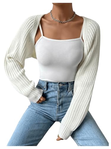 Women's Cropped Cardigan Sweaters Long Sleeve Open Front Bolero Shrugs Casual Knit Tops3