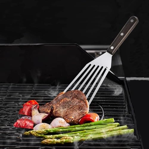 Image of Baskety Fish Spatula 1-Piece Stainless Steel Slotted Turner for Flipping, Turning, Frying & Grilling, Metal Slotted Spatulas Kitchen Cooking Turner D Small 28 cm
