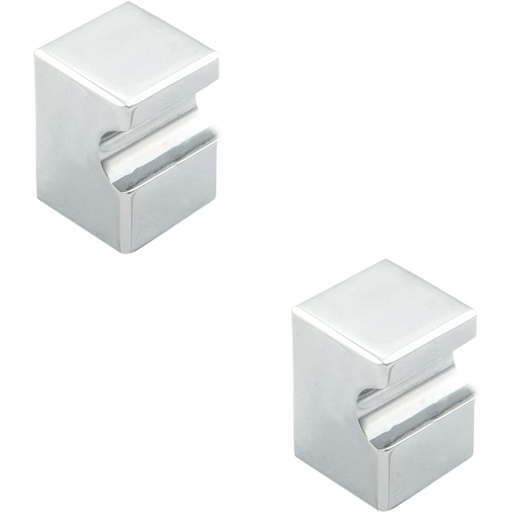 Loops Polished Chrome Square Cupboard Door Knob 18x18mm 25mm Projection - Pack of 2