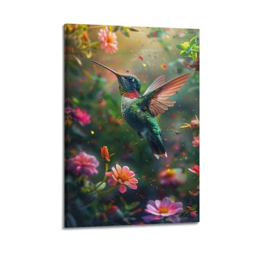 Toile colibri WIZIGM 20x30 cm pour habiller un mur blanc sans encombrer