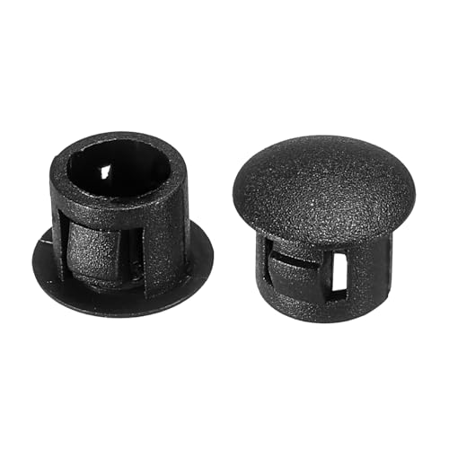 Image of PATIKIL Hole Plugs Plastic, 100 Pcs 8mm(5 /16 inch) Screw Bumper Hole Plug Flush Snap Type Round Hole Cover Caps for Round Holes Cabinet Furniture Kitchen, Black