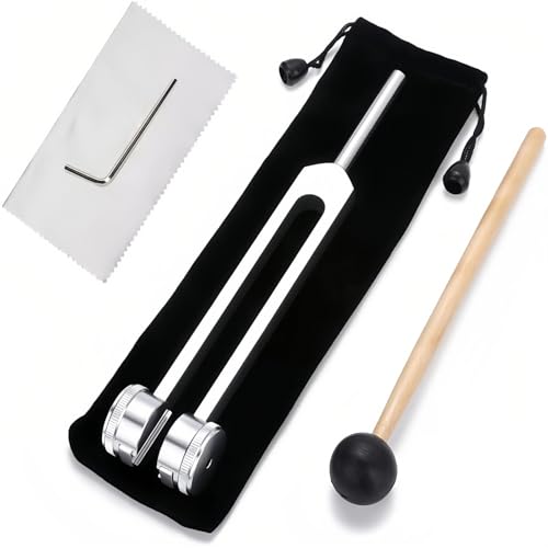 Medizinisch Tuning Fork Set,Stimmgabel,128 Hz Stimmgabel Aluminiumlegierun mit Silikon Hammer,Einem Reparaturwerkzeug und Schwarz Aufbewahrungstasche für Heilung von Geist,Körper und Seele