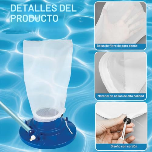 Miniatura 3 de Dielovehua 2 Piezas Bolsa Filtro Aspiradora Piscina, Bolsa Filtro Piscina, Bolsas De Filtros Para Aspiradora, Bolsas Colectoras De Recambio, Con Cordón, Para Atrapar Hojas Y Escombros Pequeños