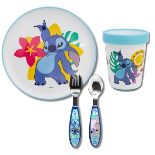 Stor, Vajilla Infantil, Set de Cubiertos Infantiles con Plato y Vaso Reutilizables, Base de Silicona Antideslizante, (Plato, Vaso, Tenedor y Cuchara Acero Inoxidable) (Stitch) Stor, Vajilla Infantil, Set de Cubiertos Infantiles con Plato y Vaso Reutilizables, Base de Silicona Antideslizante, (Plato, Vaso, Tenedor y Cuchara Acero Inoxidable) (Stitch)