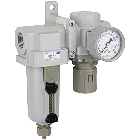 PneumaticPlus SAU420-G06G-MEP Compressed Air Filter Regulator Combo 3/4" BSPP - Metal Bowl, Manual Drain, Bracket, Gauge Cover