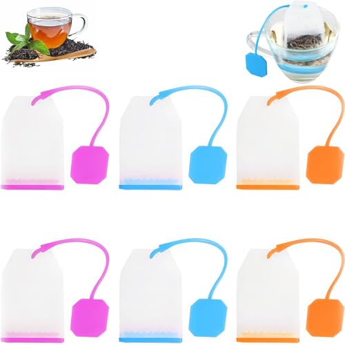 6 Bustine di Tè Vuote in Silicone, Filtro e Infusori Riutilizzabili per Foglie di Tè