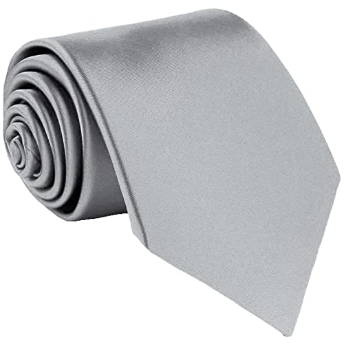 BLACKCUP Corbata de seda para hombre corbatas monocolor en diferentes colores para hombre corbata para boda negocio formal hombres corbata 8 cm, gris claro, Talla única Cover
