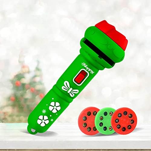 Christmas Flashlight Projector Torch Lamp Toy, 24 Patterns Slide Projector Torch for Children, Xmas Slide Projector Flashlight Story Projection Torch, Bedtime Education Learning Toy for Kids (Green)