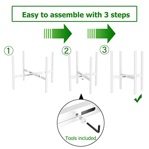 Eknitey Adjustable Plant Pot Stand: Indoor Outdoor Modern Flower Holder Metal Plant Rack Organizer Planter Stand For Garden Patio Corner Bathroom Living Room Balcony Home Office (White) #TOP6