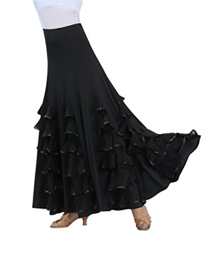 CISMARK® Elegant Milk Silk Ballroom Waltz Dancing Long Swing Skirt One Size3