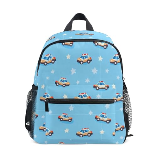 Plaaee Toddler Backpack for Boys Cute Cartoon Police Car Kids Preschool Kindergarten Backpacks for Girls M
