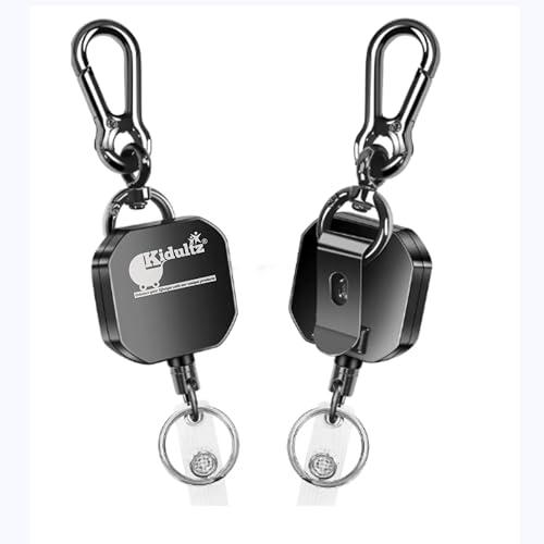 Image of Kidultz(Pack of 1) Heavy Duty Metal Zinc Alloy I'd Card Retractable Black Stylish Badge yoyo Reel, Key Chain Holder Belt Clip Pull Cord with 27.5 inch Steel Cable (Black)