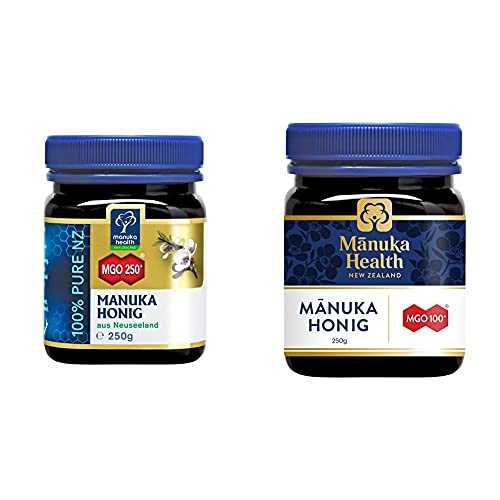 Manuka Health - Manuka Honig MGO 250+ (250 g) - 100% Pur aus Neuseeland mit zertifiziertem Methylglyoxal Gehalt & ig MGO 100+ (250 g)