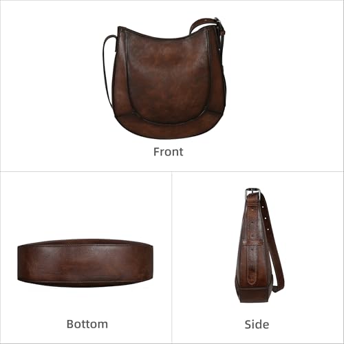 Iswee Crossbody Bags for Women Purses and Handbags Leather Shoulder Hobo Bag Retro Cross Body Tote Purse Everyday Pocketbooks(Coffee) - Thumbnail 3