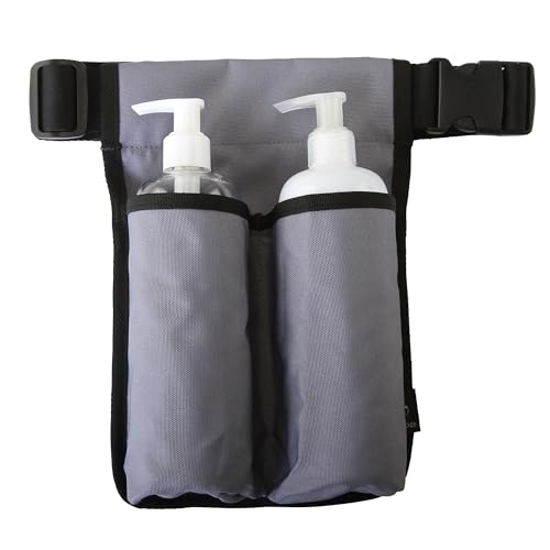 Abjustable Massage Oil Lotion Therapy Cream Bottle Holster Belt Massage Oil Carrying Bag(Bag Only)(Two Bottle,Gray)